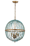 Safavieh Lalita Chandelier Cage Blue Gold Metal Glass CHA4008A 889048407572