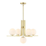 Safavieh Lenore, 5 Light, 29.75 Inch, Brass, Iron/Glass Chandelier Brass Metal CHA4061A