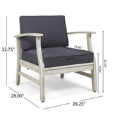 Perla Outdoor Acacia Wood Club Chairs with Cushions, Light Gray and Dark Gray Noble House