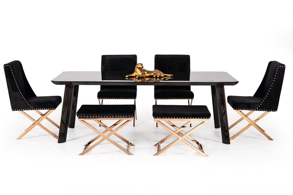 VIG Furniture Modrest Chadwick Modern Ebony & Rosegold Dining Table VGHB297T3-EBN