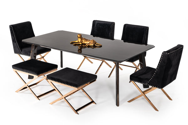 VIG Furniture Modrest Chadwick Modern Ebony & Rosegold Dining Table VGHB297T3-EBN