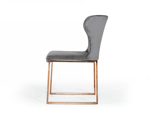 VIG Furniture Modrest Chadwick Modern Grey Velvet & Rosegold Dining Chair VGHBHN54-GRY