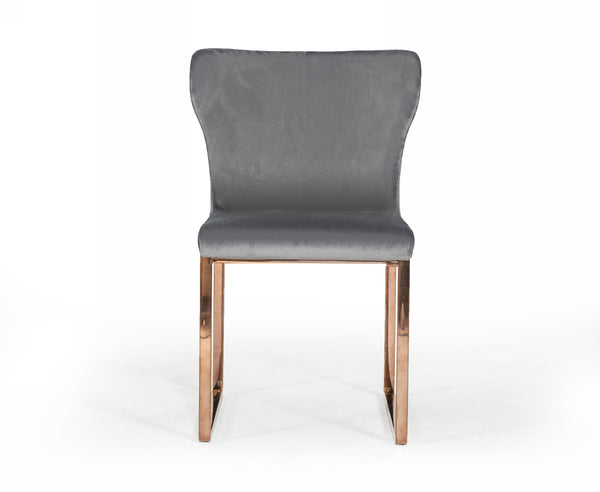 VIG Furniture Modrest Chadwick Modern Grey Velvet & Rosegold Dining Chair VGHBHN54-GRY