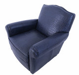 Pasargad Vicenza Collection Leather Wing Chair, Blue CHAIR-1042-PASARGAD