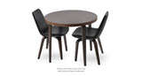 Chanelle Dining Table Set: Two Eiffel Plywood Chair Black Leatherette and Chanelle Dining Table (Natural Ash Veneer)