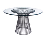 VIG Furniture Modrest Chandler - Modern Round Glass & Black Stainless Steel Dining Table VGZAT007-1-BLK-DT