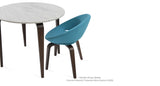 Chanelle Dining Table Set: Chanelle Dining Marble and Eiffel Crescent Plywood Turquoise Wool