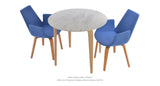 Chanelle Dining Table Set: Channelle Dining Table Marble and Two Eiffel Arm Plywood Skyblue Wool