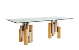 VIG Furniture Modrest Chariot - Modern Glass and Silver Mix Gold Rectangular Dining Table VGZA-T413-GLD-DT