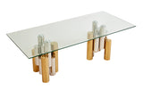 VIG Furniture Modrest Chariot - Modern Glass and Silver Mix Gold Rectangular Dining Table VGZA-T413-GLD-DT