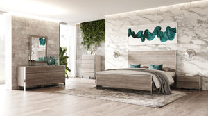 VIG Furniture Modrest Charlene Modern Grey Elm and Stainless Steel Q Bedroom Set VGVC-CHARLENE-SET-queen