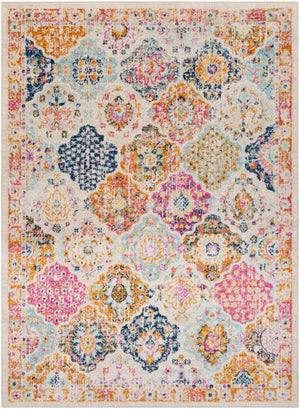 Chester CHE-2322 Traditional Polypropylene Rug CHE2322-912 Bright Pink, Burnt Orange, Saffron, Aqua, Dark Blue, Light Gray, Khaki 100% Polypropylene 9' x 12'