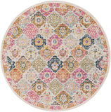 Chester CHE-2322 Traditional Polypropylene Rug CHE2322-710RD Bright Pink, Burnt Orange, Saffron, Aqua, Dark Blue, Light Gray, Khaki 100% Polypropylene 7'10" Round