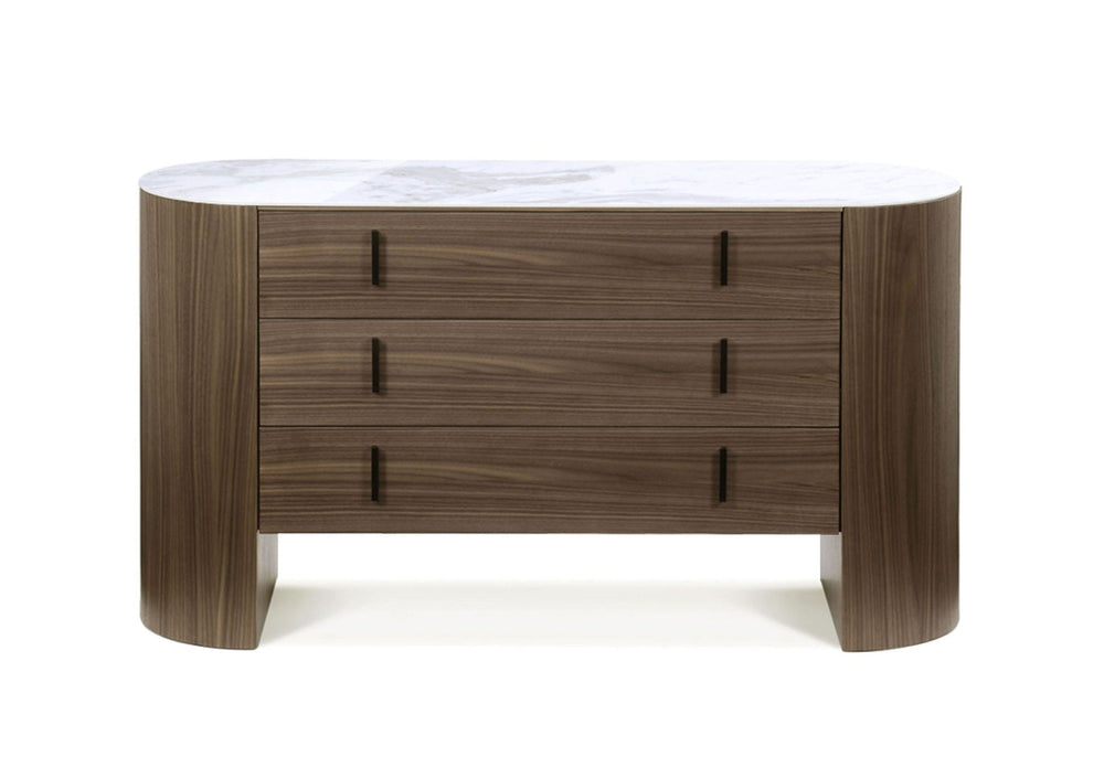VIG Furniture Modrest Chelton - Contemporary White Ceramic & Walnut Dresser VGHB351C-WAL-DRS