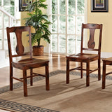 Rustic Wood Dining Chairs, Dark Oak in High-Grade Mdf, Solid Wood Veneers, Solid Wood - Set of 2