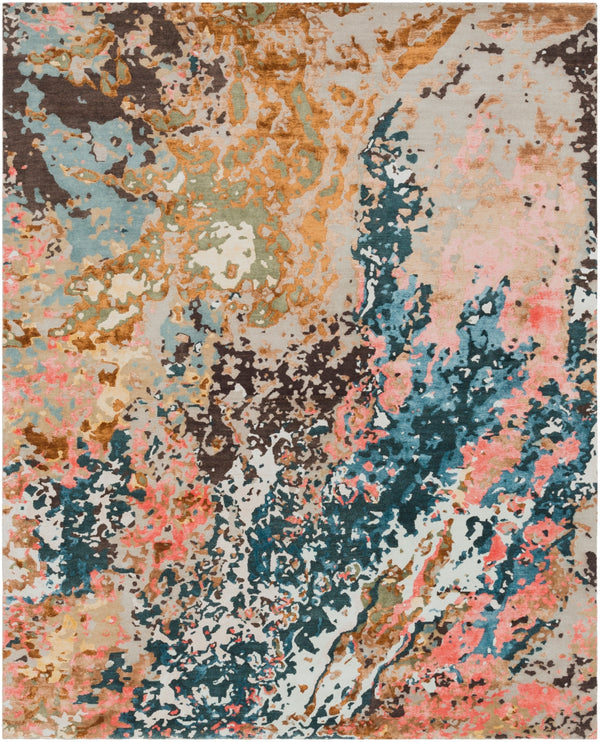 Chemistry CHM-2002 Modern Viscose, NZ Wool Rug CHM2002-810 Navy, Camel, Olive, Bright Pink, Aqua, Taupe, Dark Brown 70% Viscose, 30% NZ Wool 8' x 10'