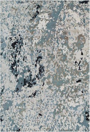 Chemistry CHM-2003 Modern Viscose, NZ Wool Rug CHM2003-913 Charcoal, Denim, Ivory, Dark Green, Medium Gray, Black 70% Viscose, 30% NZ Wool 9' x 13'