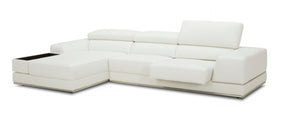 VIG Furniture Divani Casa Chrysanthemum Mini - Modern White Leather Left Facing Sectional Sofa VGKK1576-MINI-WHT-LAF