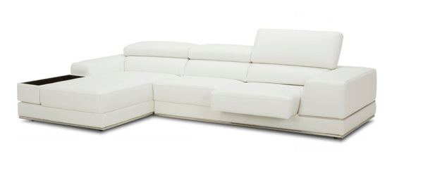 VIG Furniture Divani Casa Chrysanthemum Mini - Modern White Leather Left Facing Sectional Sofa VGKK1576-MINI-WHT-LAF