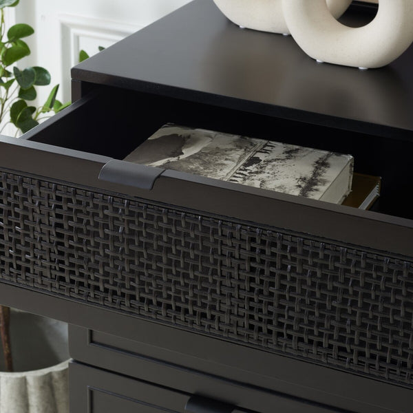 Safavieh Baisley 3 Drawer Rattan Chest  Black CHS5000B