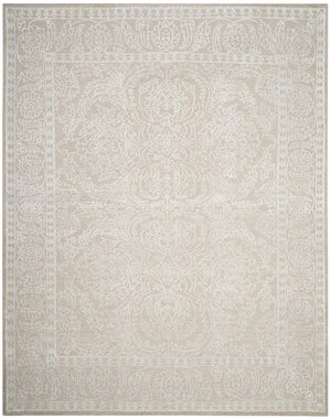 Chester 543  Hand Knotted Wool & Bamboo Silk Rug Linen / Pearl
