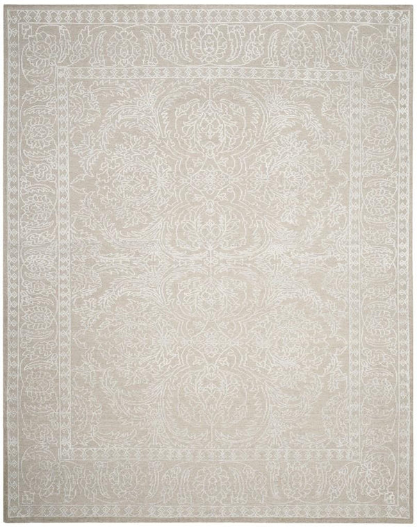 Chester 543  Hand Knotted Wool & Bamboo Silk Rug Linen / Pearl