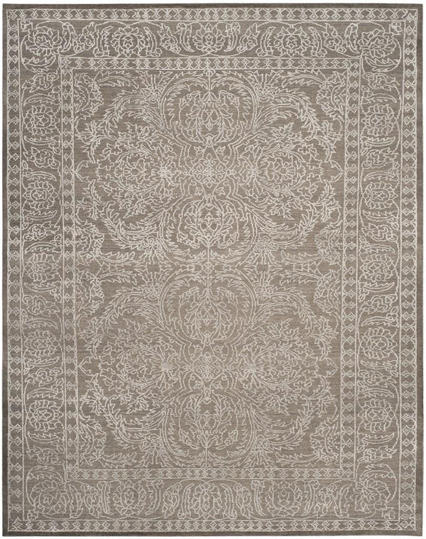 Chester 543  Hand Knotted Wool & Bamboo Silk Rug Stone Grey / Pearl