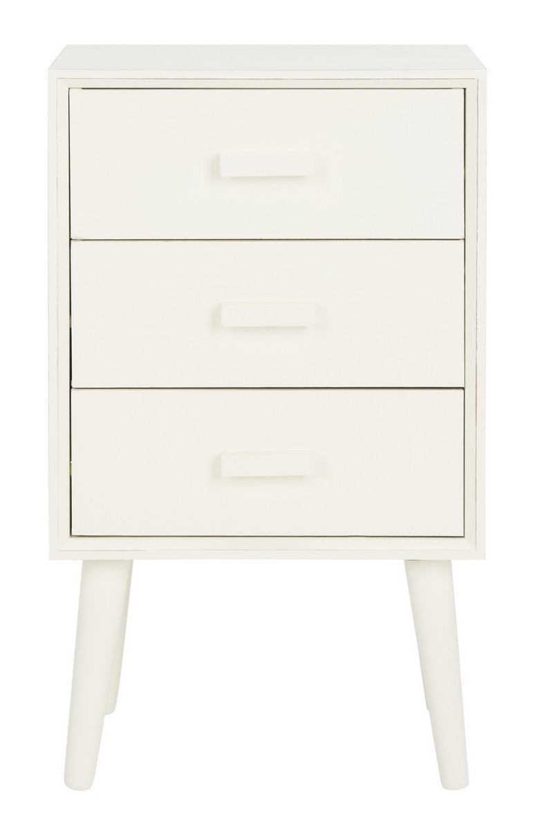 Safavieh Pomona Chest 3 Drawer Distressed White Wood Water Based Paint Pine MDF CHS5700A 889048258631