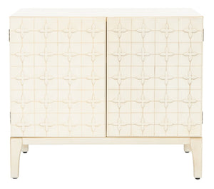 Sula 2 Door 1 Shelf Chest Antique White Wood CHS6603A