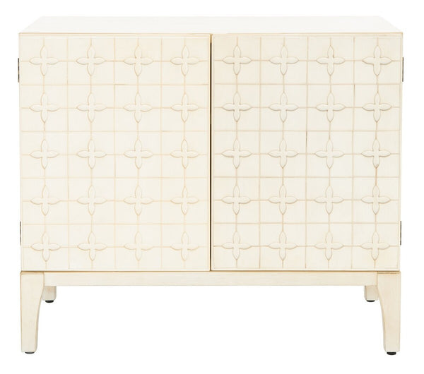 Sula 2 Door 1 Shelf Chest Antique White Wood CHS6603A