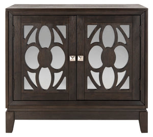 Safavieh Shannon 2 Door Chest Dark Espresso / Mirror Wood, Metal, Mirror CHS9203A 889048640405