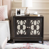 Safavieh Shannon 2 Door Chest Dark Espresso / Mirror Wood, Metal, Mirror CHS9203A 889048640405