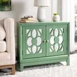 Safavieh Shannon 2 Door Chest Turquoise / Mirror Wood, Metal, Mirror CHS9203C 889048640429