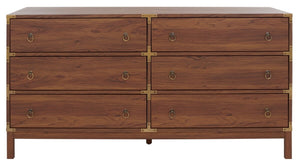 Safavieh Galio 6 Drawer Chest Walnut / Gold CHS9601A-2BX