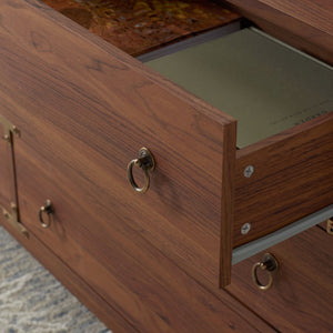 Safavieh Galio 6 Drawer Chest Walnut / Gold CHS9601A-2BX