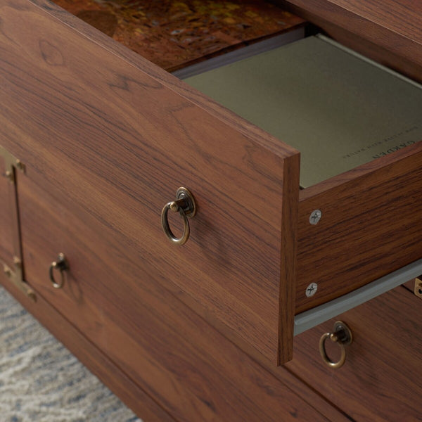 Safavieh Galio 6 Drawer Chest Walnut / Gold CHS9601A-2BX