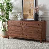 Safavieh Galio 6 Drawer Chest Walnut / Gold CHS9601A-2BX