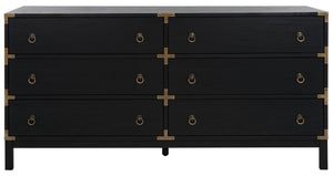 Safavieh Galio 6 Drawer Chest Black / Gold CHS9601B-2BX