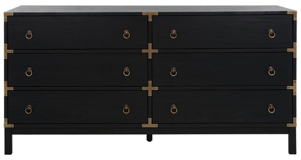 Safavieh Galio 6 Drawer Chest Black / Gold CHS9601B-2BX