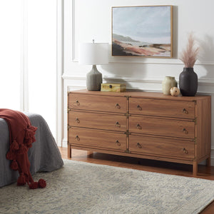 Safavieh Galio 6 Drawer Chest Oak / Gold CHS9601D-2BX