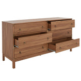 Safavieh Galio 6 Drawer Chest Oak / Gold CHS9601D-2BX