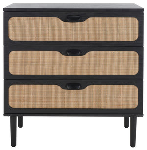 Safavieh Irelia 3 Drawer Chest Black Pb, Mdf, Rubber Wood CHS9602B
