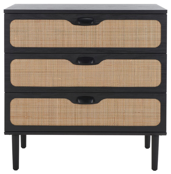 Safavieh Irelia 3 Drawer Chest Black Pb, Mdf, Rubber Wood CHS9602B
