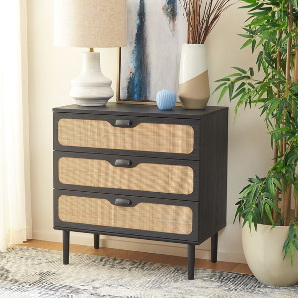 Safavieh Irelia 3 Drawer Chest Black Pb, Mdf, Rubber Wood CHS9602B