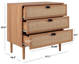 Safavieh Irelia 3 Drawer Chest Oak  Pb, Mdf, Rubber Wood CHS9602D
