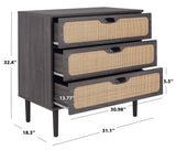 Safavieh Irelia 3 Drawer Chest Distressed Black Pb, Mdf, Rubber Wood CHS9602E