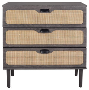 Safavieh Irelia 3 Drawer Chest Distressed Black Pb, Mdf, Rubber Wood CHS9602E