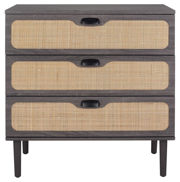 Safavieh Irelia 3 Drawer Chest Distressed Black Pb, Mdf, Rubber Wood CHS9602E