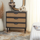 Safavieh Irelia 3 Drawer Chest Distressed Black Pb, Mdf, Rubber Wood CHS9602E