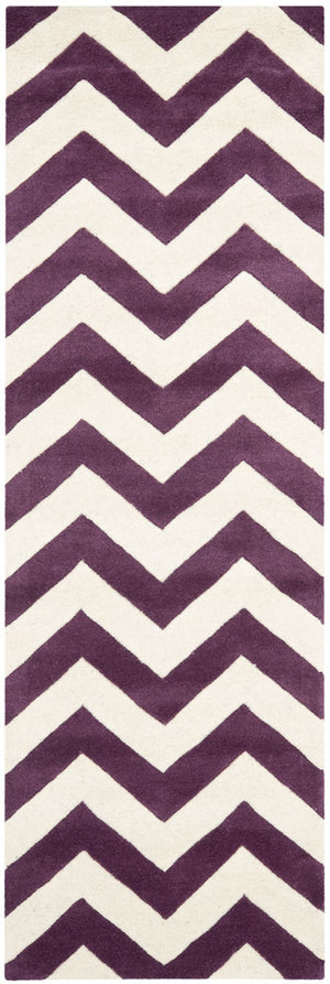 Chatham Cht715  Hand Tufted 100% Wool Pile Rug Purple / Ivory